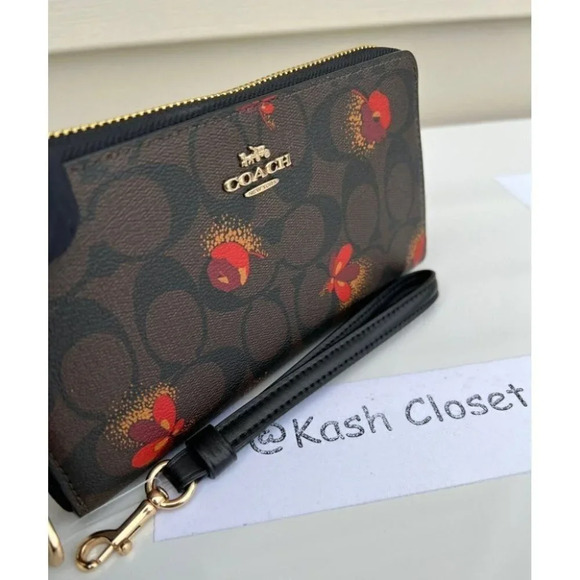 COACH Long Zip Around Wallet In Signature Canvas With Pop Floral Print - Picture 1 of 6